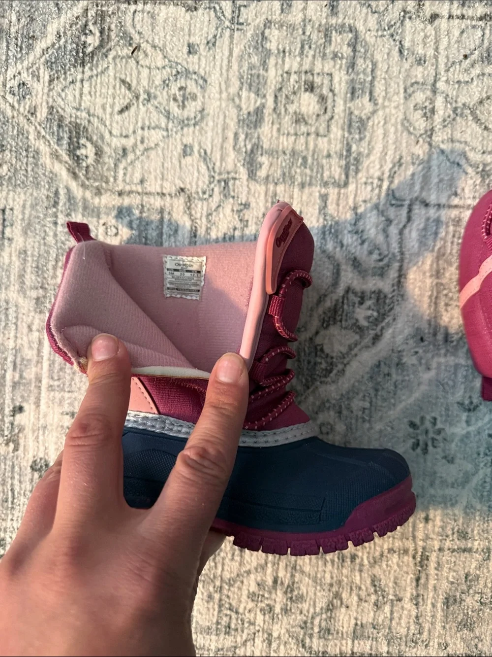 OshKosh B'gosh Pink and Navy Kids Snow Boots